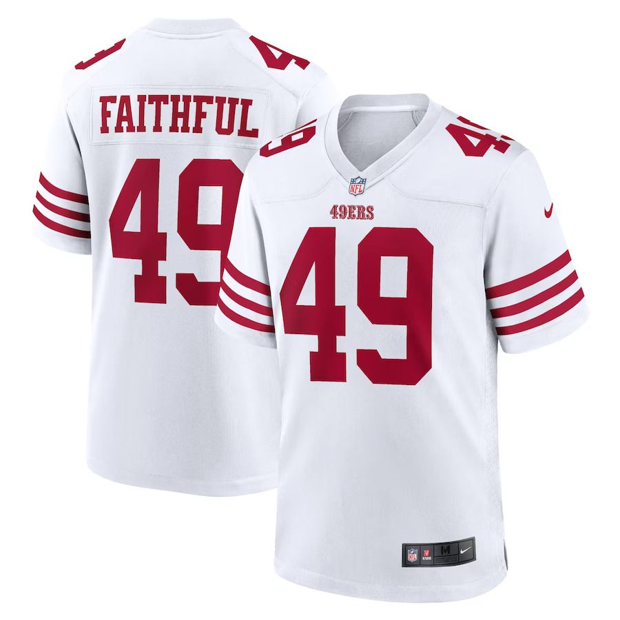 Men San Francisco 49ers #49 Faithful Nike White Player Game NFL Jersey